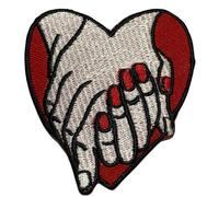 BeBuz Heart Embroidered Patches - Different Shapes Hearts Iron On/Sew On Patches for Jackets, Jeans, Backpacks, Bags, Hats, Vests and DIY Clothing. (Holding Hand Red Heart)