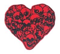 BeBuz Heart Embroidered Patches - Different Shapes Hearts Iron On/Sew On Patches for Jackets, Jeans, Backpacks, Bags, Hats, Vests and DIY Clothing. (Horror Skulls Heart)