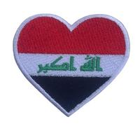 Bebuz Iraq Embroidered Heart Flag Iron On Sew On National Emblem Patch Applique Fabric Repair Tactical Military Patches