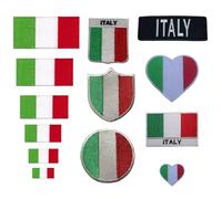 BeBuz Italy Flag Embroidered Patches, Iron-On/Sew-On Applique, Shield, Round, Heart and Rectangle Flag Badges for Jackets, Bags, Uniforms, Various Sizes (Flag 7cm x 4cm)