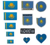 BeBuz Kazakhstan Embroidered Large Heart Flag Patch - Iron-On/Sew-On National Emblem Appliqué - Fabric Repair Badges for Jacket, Hat, Backpack, DIY Craft