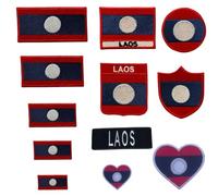 BeBuz Laos Embroidered Large Heart Flag Patch - Iron-On/Sew-On National Emblem Appliqué - Fabric Repair Badges for Jacket, Hat, Backpack, DIY Craft