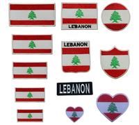 BeBuz Lebanon Embroidered Large Heart Flag Patch - Iron-On/Sew-On National Emblem Appliqué - Fabric Repair Badges for Jacket, Hat, Backpack, DIY Craft
