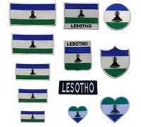 BeBuz Lesotho Embroidered Mini Heart Flag Patch - Iron-On/Sew-On National Emblem Appliqué - Fabric Repair Badges for Jacket, Hat, Backpack, DIY Craft
