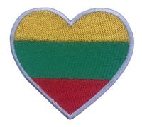 Bebuz Lithuania Embroidered Heart Flag Iron On Sew On National Emblem Patch Applique Fabric Repair Tactical Military Patches