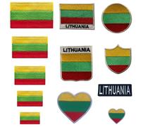 BeBuz Lithuania Embroidered Large Heart Flag Patch - Iron-On/Sew-On National Emblem Appliqué - Fabric Repair Badges for Jacket, Hat, Backpack, DIY Craft