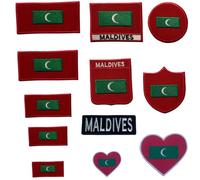 BeBuz Maldives Embroidered Large Heart Flag Patch - Iron-On/Sew-On National Emblem Appliqué - Fabric Repair Badges for Jacket, Hat, Backpack, DIY Craft