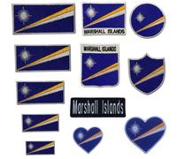 BeBuz Marshall Island Embroidered Mini Heart Flag Patch - Iron-On/Sew-On National Emblem Appliqué - Fabric Repair Badges for Jacket, Hat, Backpack, DIY Craft