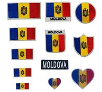 BeBuz Moldova Embroidered Mini Heart Flag Patch - Iron-On/Sew-On National Emblem Appliqué - Fabric Repair Badges for Jacket, Hat, Backpack, DIY Craft