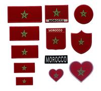 BeBuz Morocco Flag Embroidered Patches, Iron-On/Sew-On Applique, Shield, Round, Heart and Rectangle Flag Badges for Jackets, Bags, Uniforms, Various Sizes (Heart Flag Large)