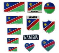 BeBuz Namibia Embroidered Mini Heart Flag Patch - Iron-On/Sew-On National Emblem Appliqué - Fabric Repair Badges for Jacket, Hat, Backpack, DIY Craft