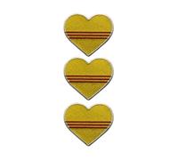 BeBuz National Countries Heart Flag Iron On Patch Embroidered Sew On Applique Badge Set of 3 6.5cm x 7cm - for Jackets, Backpacks, Hats and DIY Crafts (South Vietnam)