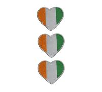 BeBuz National Countries Heart Flag Iron On Patch Embroidered Sew On Applique Badge Set of 3 6.5cm x 7cm - for Jackets, Backpacks, Hats and DIY Crafts (Cote D'Ivoire)