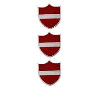 BeBuz National Countries Shield Flag Patch Set of 3 - Iron On or Sew On Embroidered Applique Badge 6.3cm x 5.5cm (Latvia)