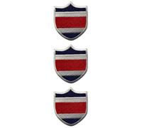BeBuz National Countries Shield Flag Patch Set of 3 - Iron On or Sew On Embroidered Applique Badge 6.3cm x 5.5cm (Costa Rica)