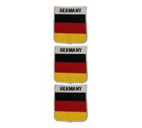 BeBuz National Countries Shield Flag with Name Iron On Patch - Set of 3 Embroidered Sew On Applique Badges, 6cm x 7cm (Germany)