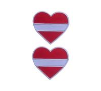 BeBuz National Country Heart Flag Patch Set of 2 (6.5cm x 7cm) - Iron On Sew On Embroidered Applique Badge - for Jacket, Backpack, Jeans and DIY Clothing (Latvia)