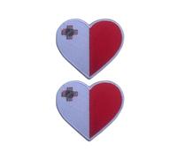 BeBuz National Country Heart Flag Patch Set of 2 (6.5cm x 7cm) - Iron On Sew On Embroidered Applique Badge - for Jacket, Backpack, Jeans and DIY Clothing (Malta)