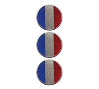 BeBuz National Country Round Flag Iron On Patch, Set of 3 Embroidered Applique Badges for Clothing, Bags, Jackets, Jeans, 6cm (France)