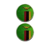 BeBuz National Country Round Flag Patch 6cm - Embroidered Iron On Sew On Applique Badge Set of 2 - Flag Badge for Jackets, Backpacks, Hats and Uniforms (Zambia)
