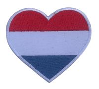 Bebuz Netherlands Embroidered Heart Flag Iron On Sew On National Emblem Patch Applique Fabric Repair Tactical Military Patches