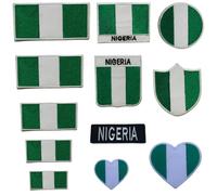 BeBuz Nigeria Embroidered Mini Heart Flag Patch - Iron-On/Sew-On National Emblem Appliqué - Fabric Repair Badges for Jacket, Hat, Backpack, DIY Craft