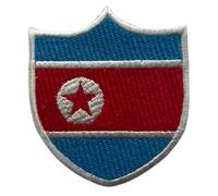 BeBuz North Korea Shield Flag Patch Embroidered Iron Sew On Badge National Emblem Tactical Military Morale Patch for Jackets, Backpacks, Hats, and Clothing 6.3 x 5.5 cm