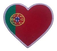 Bebuz Portugal Embroidered Heart Flag Iron On Sew On National Emblem Patch Applique Fabric Repair Tactical Military Patches
