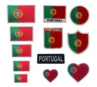 BeBuz Portugal Flag Embroidered Patches, Iron-On/Sew-On Applique, Shield, Round, Heart and Rectangle Flag Badges for Jackets, Bags, Uniforms, Various Sizes (Flag 9.5cm x 4.5cm)