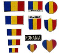 BeBuz Romania Embroidered Mini Heart Flag Patch - Iron-On/Sew-On National Emblem Appliqué - Fabric Repair Badges for Jacket, Hat, Backpack, DIY Craft