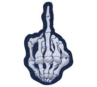 Bebuz Skeleton Middle Finger Flipping Embroidery Iron-On Patches for Clothing Sew-On Applique for DIY Crafts Denim Jackets Jeans Backpacks