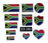 BeBuz South Africa Flag Embroidered Patches, Iron-On/Sew-On Applique, Shield, Round, Heart and Rectangle Flag Badges for Jackets, Bags, Uniforms, Various Sizes (Round Flag)