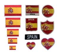 BeBuz Spain Flag Embroidered Patches, Iron-On/Sew-On Applique, Shield, Round, Heart and Rectangle Flag Badges for Jackets, Bags, Uniforms, Various Sizes (Flag 11cm x 18cm)