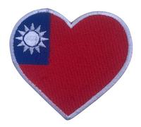 Bebuz Taiwan Embroidered Heart Flag Iron On Sew On National Emblem Patch Applique Fabric Repair Tactical Military Patches