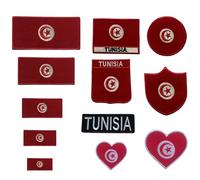 BeBuz Tunisia Flag Embroidered Patches, Iron-On/Sew-On Applique, Shield, Round, Heart and Rectangle Flag Badges for Jackets, Bags, Uniforms, Various Sizes (Shield Flag)