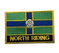 BeBuz UK County Flag Patch 9.5cm x 6cm Embroidered Iron On/Sew On Badge Durable Fabric Applique for Jackets, Backpacks, Hats, and Clothing (North Riding)