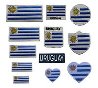 BeBuz Uruguay Flag Embroidered Patches, Iron-On/Sew-On Applique, Shield, Round, Heart and Rectangle Flag Badges for Jackets, Bags, Uniforms, Various Sizes (Heart Flag Small)