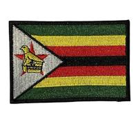 Bebuz Zimbabwe Country Flag Embroidery Iron-On Patches for Clothing Sew-On Applique for DIY Crafts Denim Jackets Jeans Backpacks