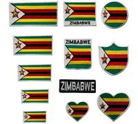 BeBuz Zimbabwe Flag Patches (7cm x 4cm), Embroidered Iron-On/Sew On National Flags, Badge Traveler Gift Patch for Jacket, Backpack, Hat DIY Craft