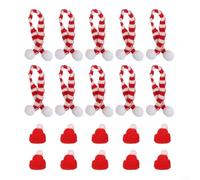 Bebykilemi 10 Pairs for mini Christmas Knit Hat and Scarf Set, Festive 10 | Yarn for Xmas Party Decor, DIY Craft Ornaments for Phone Cases Scrapbooks Wrapping, Colors Wine