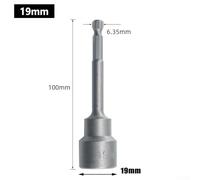 Bebykilemi 100mm Long Socket Wrench for Hexagon Nut Driver Drill Bit, 6mm-19mm Magnetic Extension Sleeve, Chrome Vanadium Steel Tool for Home DIY, Auto Repair, Motorcycle(19mm)