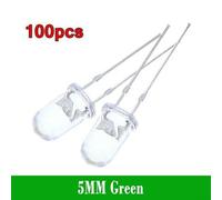 Bebykilemi 100PCS 5mm Super Bright LED Lights - Red Blue Green White Yellow Individual LEDs for Electronic Projects, Indicator Lights, DIY Circuits, Voltage Varies by(green)