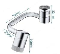 Bebykilemi 1080 Degree Swivel Tap Attachment Dual Mode Faucet Extender with Spray and Stream Compatible with for Kitchen Sink or Bathroom Tap Aerator, Metal Swivel Spout Adapter with(1)