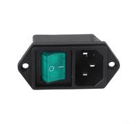 Bebykilemi 10A 250V AC Socket C-14,with Green Display Replaceable Switch 3P 50Hz,Compatible with Various Electrical Equipment