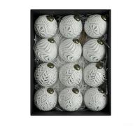 Bebykilemi 12pcs 8cm Vintage Rustic Christmas Ball Ornaments Set, Polypropylene Baubles with Hanging Loops for Holiday Tree Decorations, Gold/Silver/Green/Black(silver)