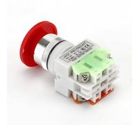 Bebykilemi 22mm Red Mushroom Push Button Switch for AC 220V 10A Latching Type with Switch Station Box LAY37, Industrial Stop Button with Yellow Housing and(button)