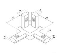 Bebykilemi 3 Way Corner Joint Bracket for 2020 Aluminium Extrusion Profile Slot, Right Angle L Connector with Screws, Compatible with 2020 Series T-Slot Framing, Silver(Silver)