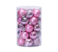 Bebykilemi 40 mm Christmas Baubles Set 34 Pcs Shatterproof Tree Hanging Ornaments in Assorted Colours Gold Blue Red Silver with Glitter and Matte Finishes for Indoor(Pink)