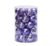 Bebykilemi 40 mm Christmas Baubles Set 34 Pcs Shatterproof Tree Hanging Ornaments in Assorted Colours Gold Blue Red Silver with Glitter and Matte Finishes for Indoor(purple)