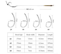 Bebykilemi 6pcs Carp Fishing Hair Rigs with Curved Shank Barb Hooks, Boilie Bait Stops, Anti- Sleeves and Snap Swivels for 16-18mm Baits, 2#/4#/6#/8# Hook Sizes(B 6#)